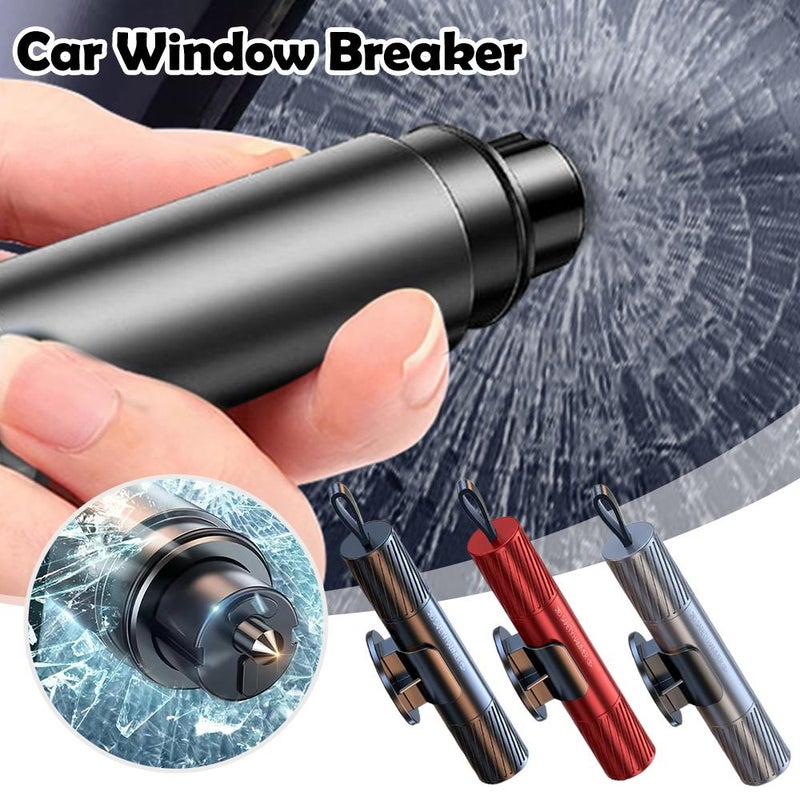 Tactical Car Emergency Escape Tool - Spring-Loaded Window Breaker & Seatbelt Cutter, 20KGF Impact Force, Underwater Use, Aluminum Alloy Life Saver with Mount Base - Image 2